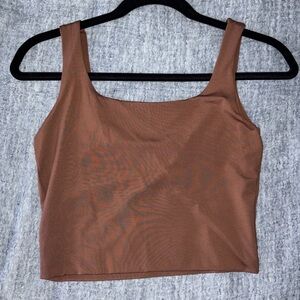 Brown Square Neck Tank Top